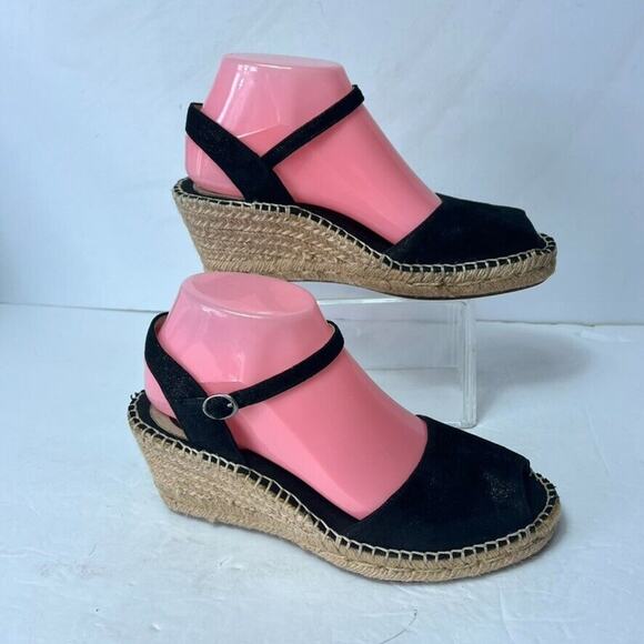 Abeo Sandals Womens Dahlia Spadrilles Wedges Black Size 7 Ankle Strap Buckle - Picture 5 of 13